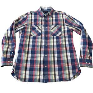Banana Republic Mens Long-Sleeve Plaid Button-Down Shirt L Cotton Multicolor